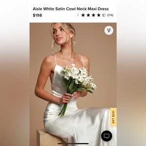 Aisle white satin cowl neck maxi deess